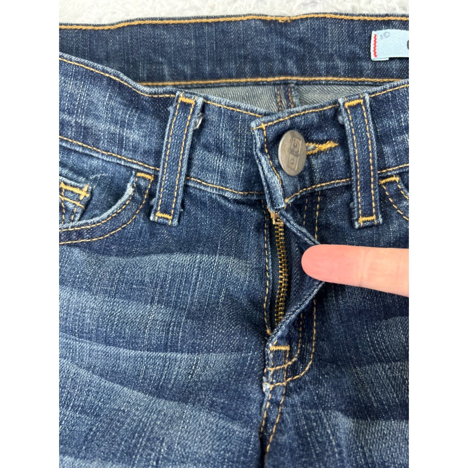 Denime Dominos Jeans Womens 25x31 Blue Denim Distressed Straight Leg Low Size 42" / US 20 - 5 Thumbnail