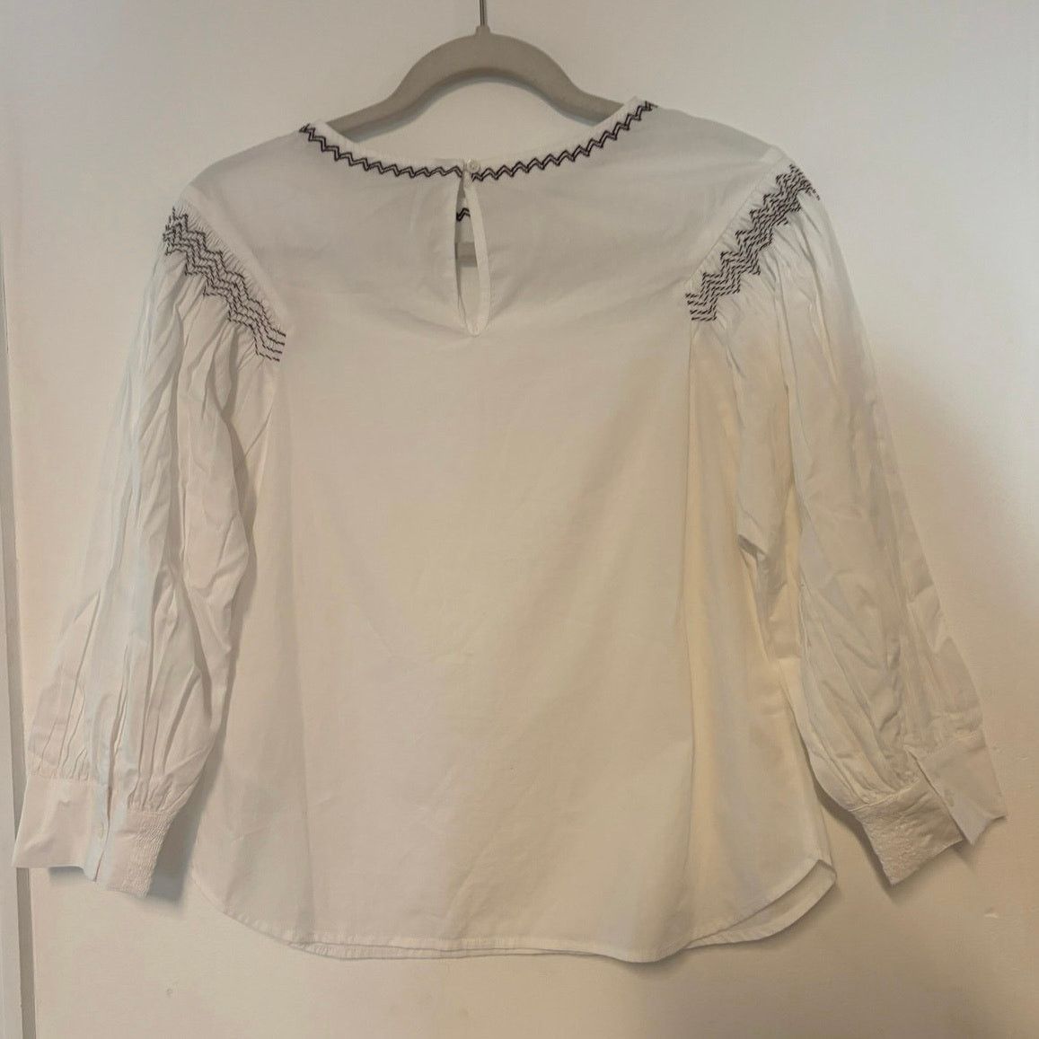 Madewell NWT Madewell Embroidered Poplin Balloon-Sleeve Top White XS Size XS / US 0-2 / IT 36-38 - 8 Thumbnail
