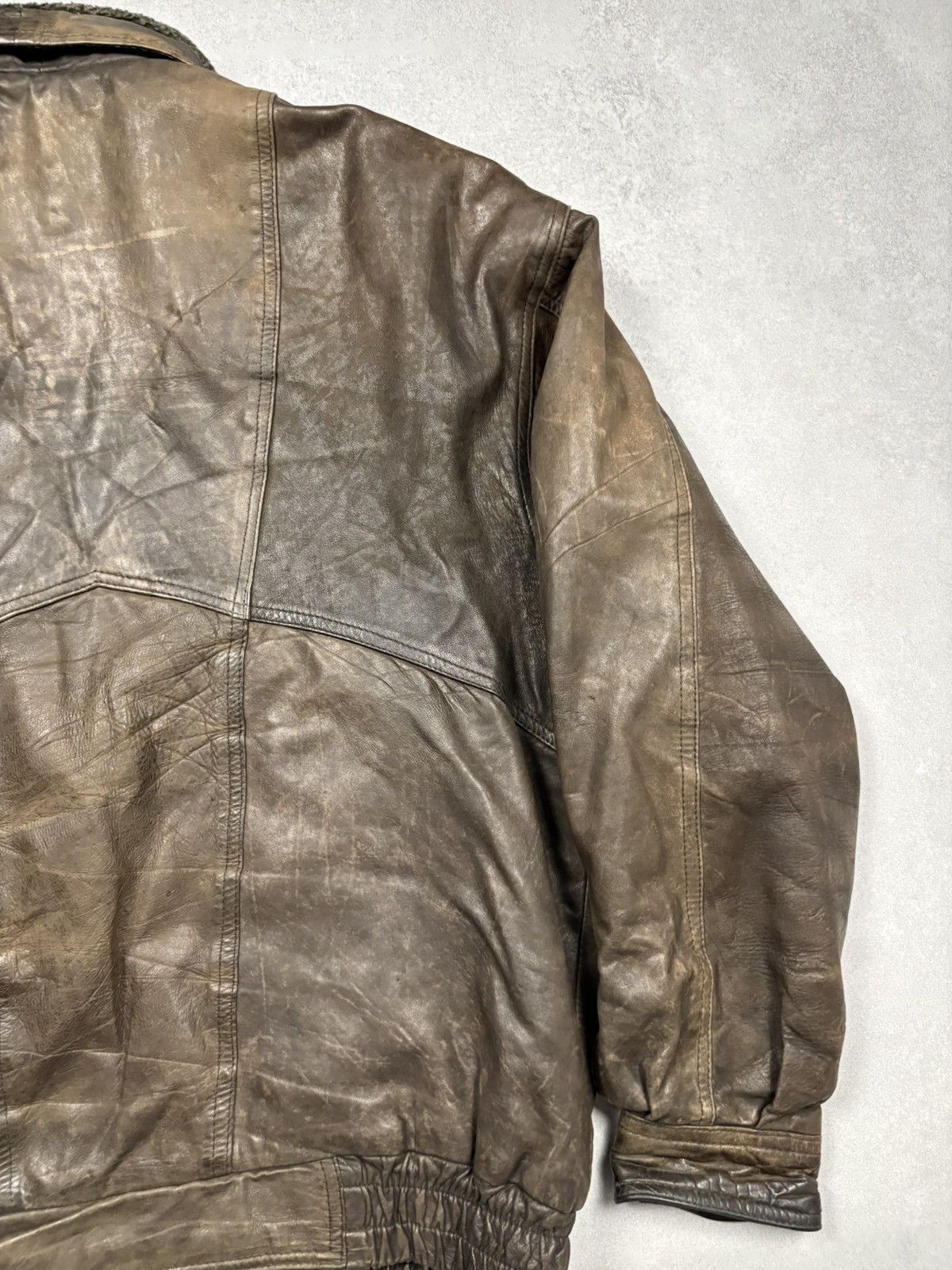 Vintage 80s Vintage Leather Aviator Bomber Jacket Sherpa Lined Size US XL / EU 56 / 4 - 16 Thumbnail