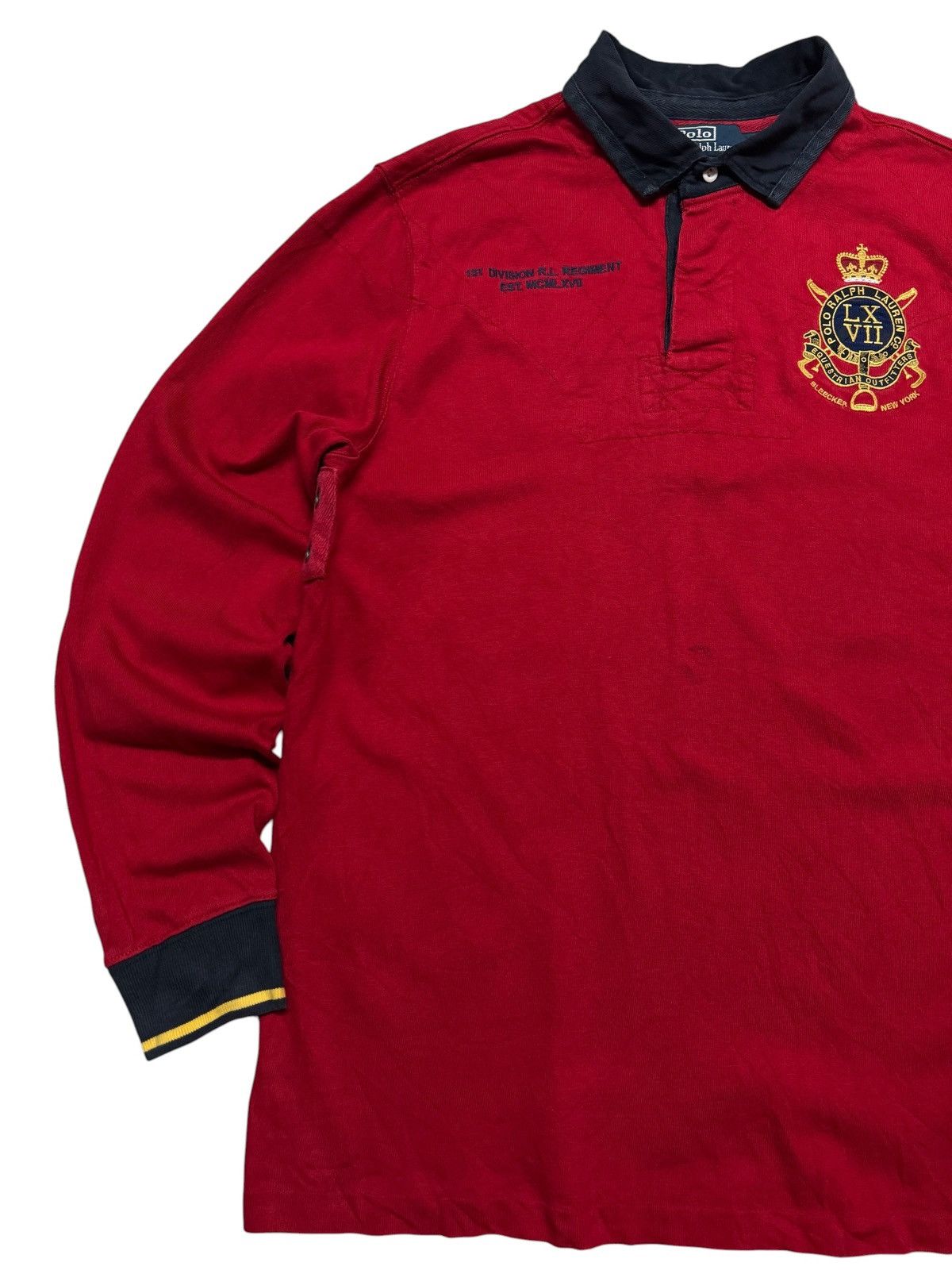 Polo Ralph Lauren VINTAGE 90's POLO RALPH LAUREN BLEECKER NEW YORK 3 POLO RED Size US XL / EU 56 / 4 - 5 Thumbnail