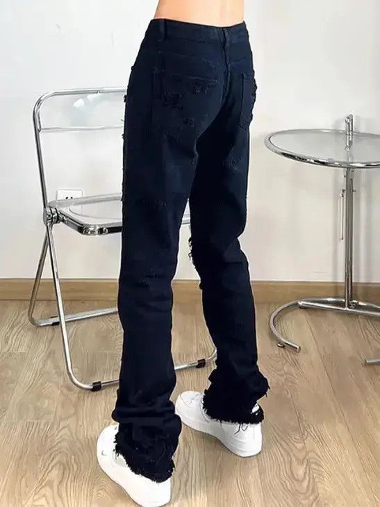 Japanese Brand × Jean Loose straight leg slimming distressed jeans Size US 30 / EU 46 - 3 Thumbnail