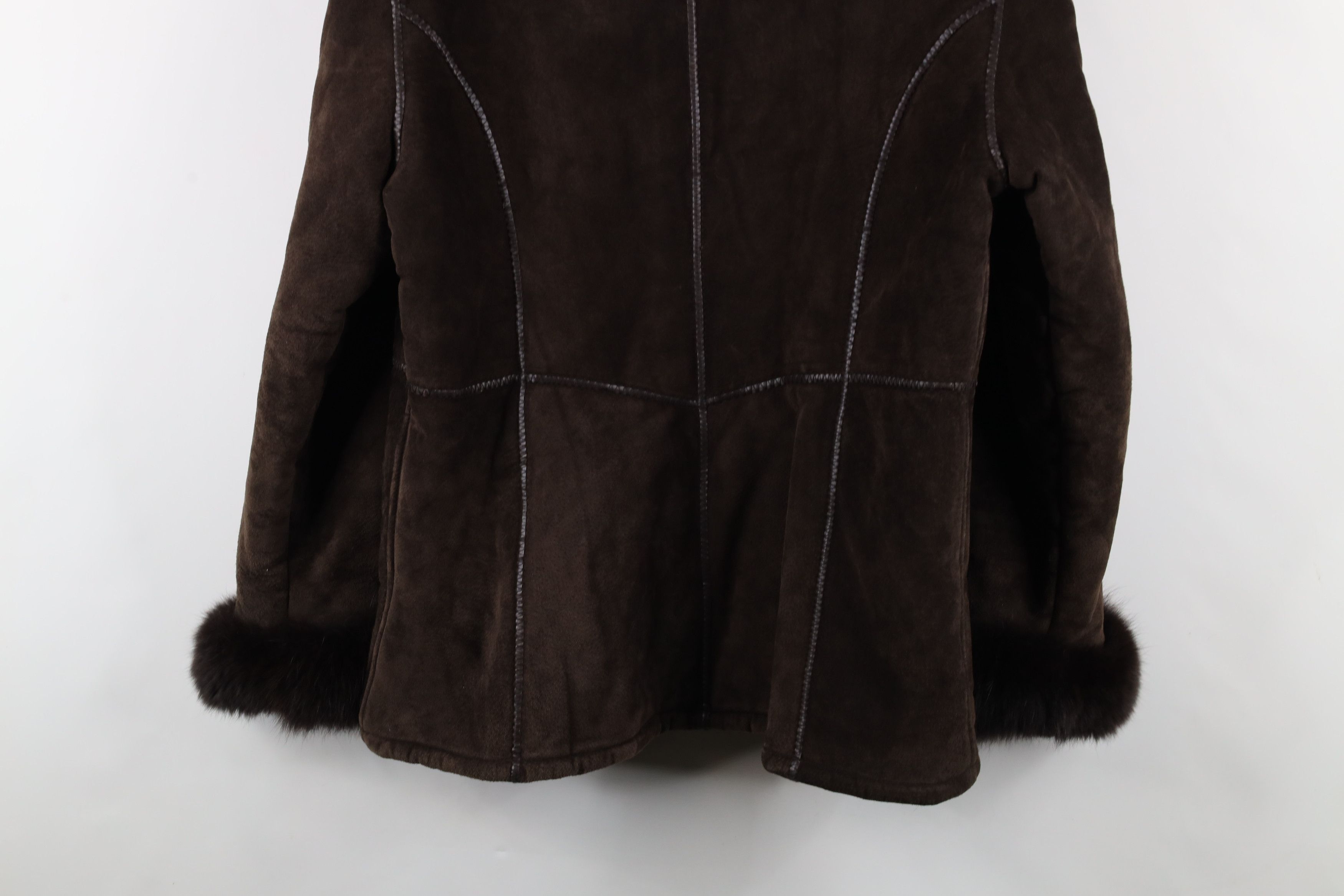 Vintage Vintage 90s Fox Trim Suede Leather Hooded Penny Lane Jacket Size XL / US 12-14 / IT 48-50 - 14 Thumbnail