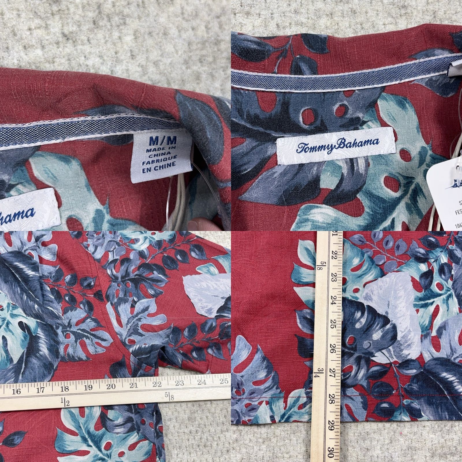 Tommy Bahama Tommy Bahama Island Zone Shirt Men M Red Floral Silk Cotton Hawaiian Button-Up Short Sleeve Size US M / EU 48-50 / 2 - 8 Thumbnail