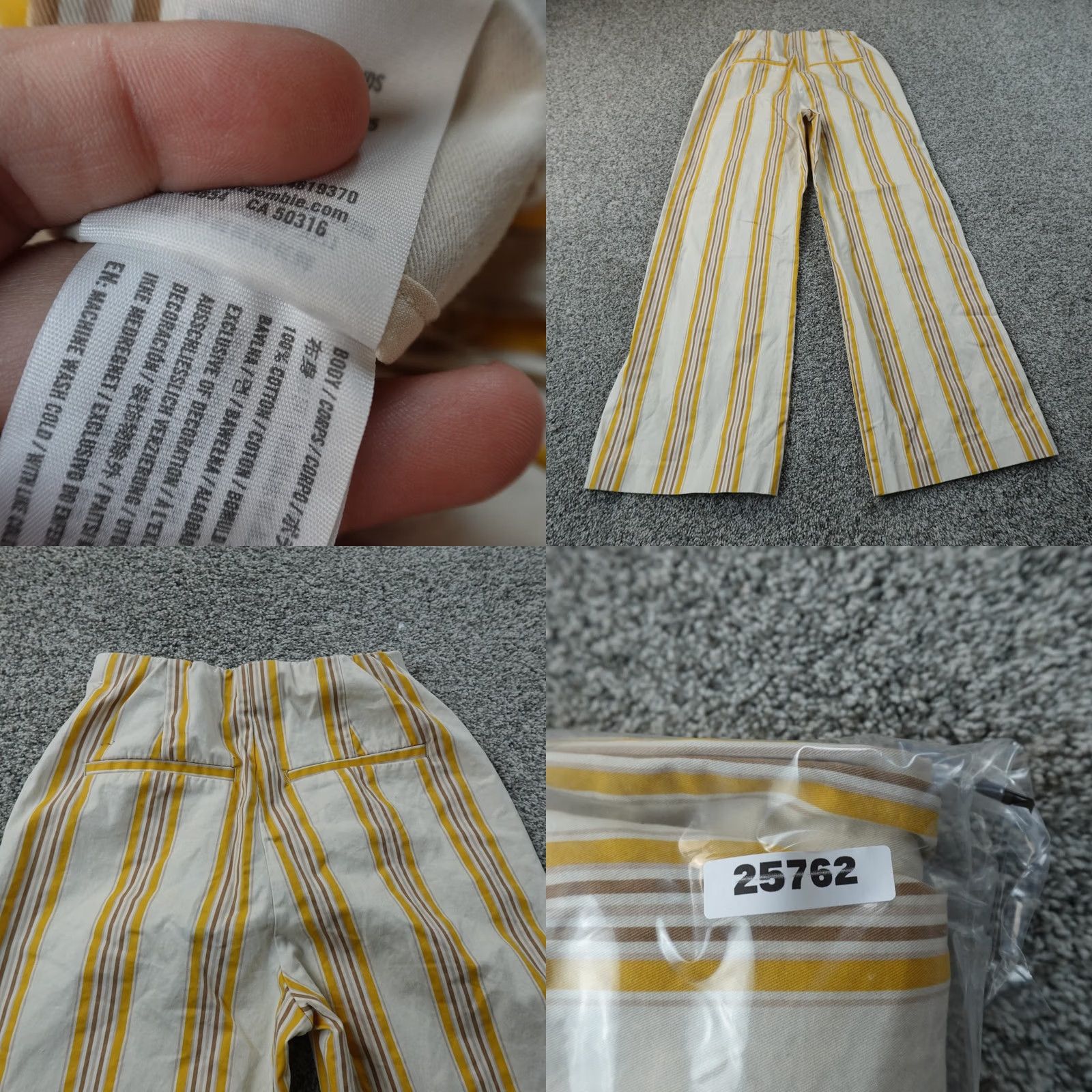 Abercrombie & Fitch Abercrombie & Fitch Pants Womens XS White Yellow Striped Pull On Wide Leg High Rise Baggy Size 40" / US 18 - 8 Thumbnail