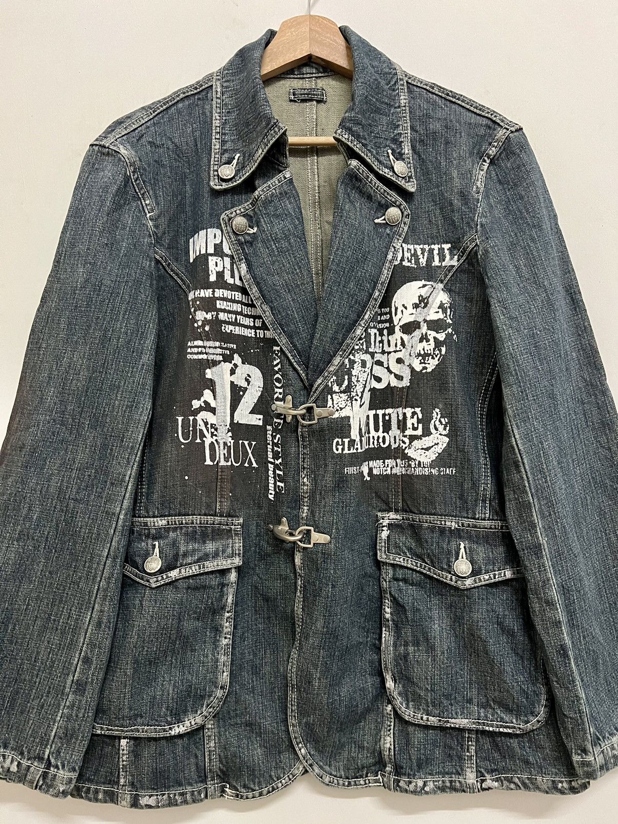 14th Addiction × If Six Was Nine × Japanese Brand Vintage Impulse Pleasure Funny Devil Skull Denim Jacket Size US M / EU 48-50 / 2 - 2 Thumbnail