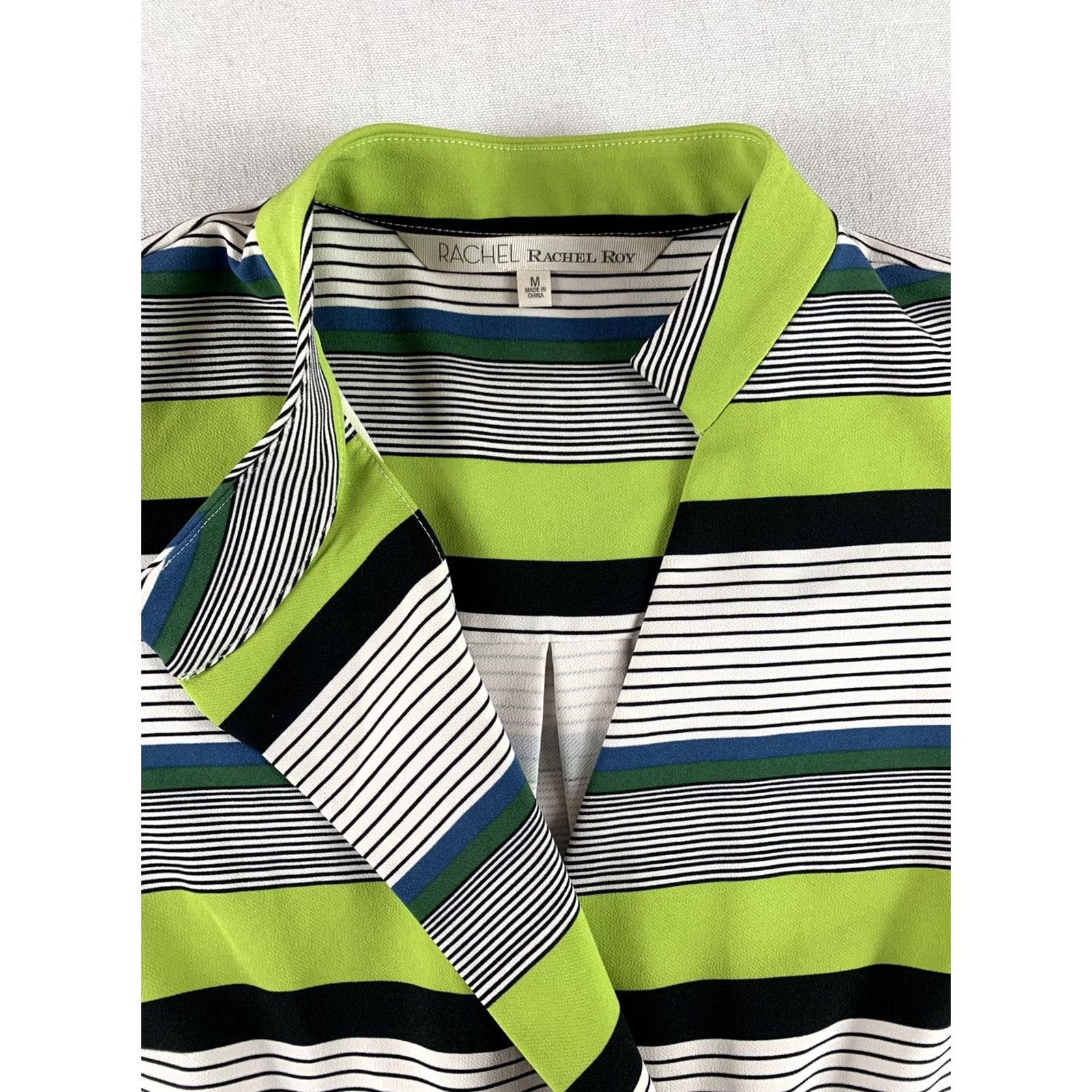 Vintage Rachel Roy Striped Sheath Dress - Medium LIME Green Size M / US 6-8 / IT 42-44 - 7 Thumbnail