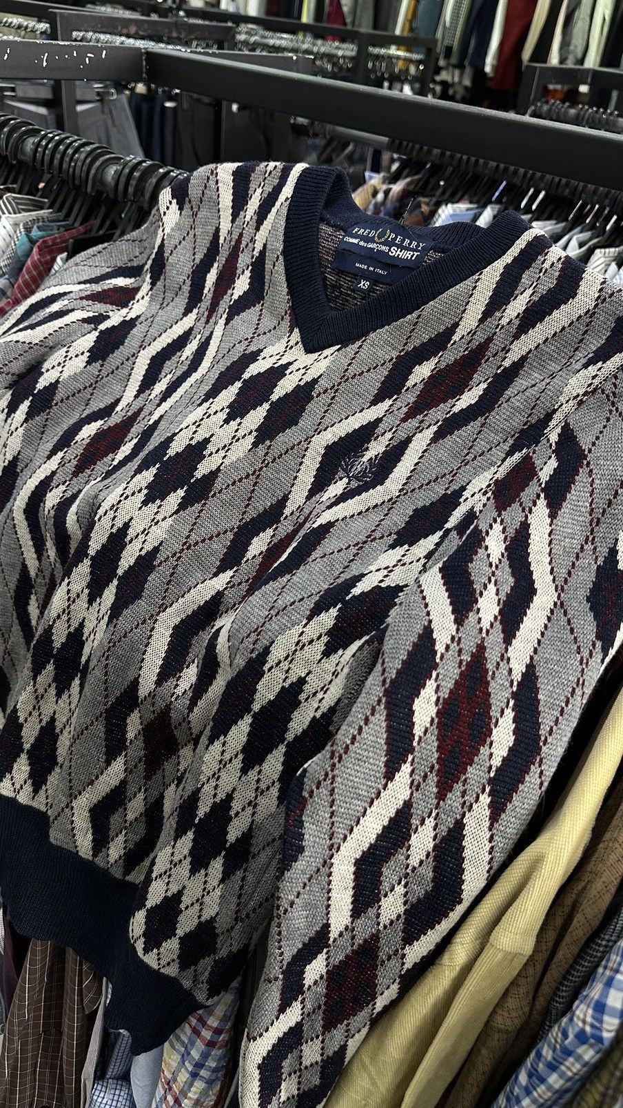 Fred Perry X Comme des Garcons Argyle Knit Sweater