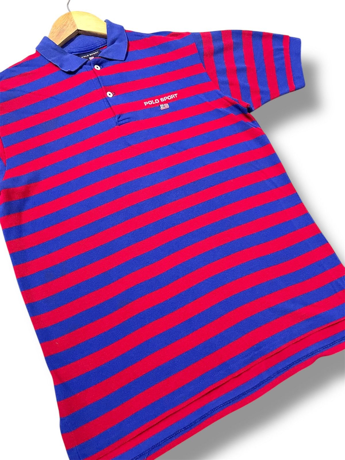 Polo Ralph Lauren × Vintage vintage Polo Sport Stripe Tshirt Collar Size US L / EU 52-54 / 3 - 3 Thumbnail