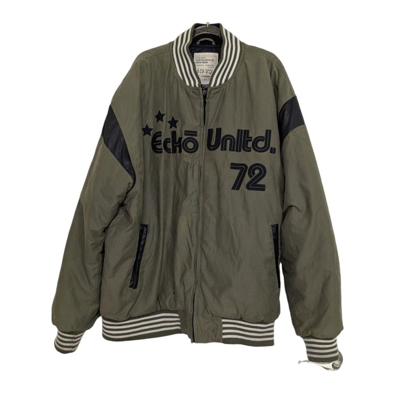 Designer Ecko Unltd 1972 Bomber Jacket Mens Size 2XL Green Spellout Size US XXL / EU 58 / 5 - 1 Thumbnail