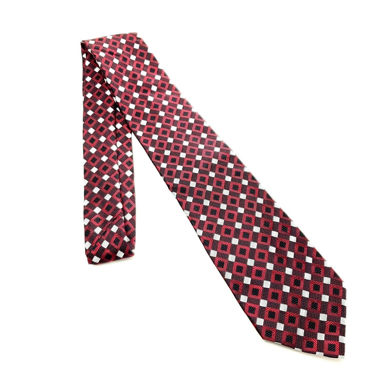 Pierre Cardin Pierre Cardin Silk Tie Red Woven Geometric Short Size ONE SIZE - 6 Thumbnail