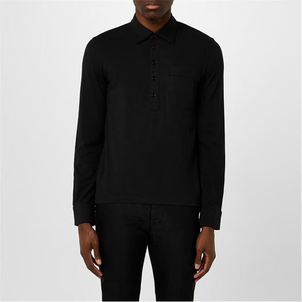 Tom Ford o1g2r1mq0724 Long Sleeve Piquet Polo Shirts in Black Size US XL / EU 56 / 4 - 3 Thumbnail