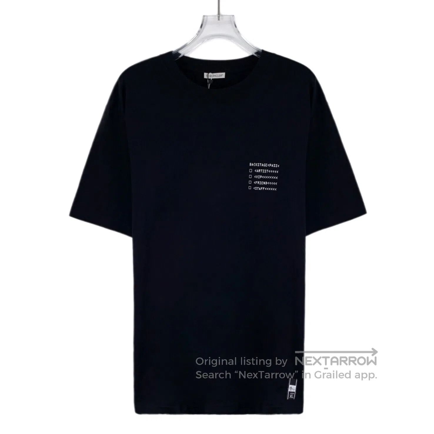Moncler Moncler Black Letter Printed Cotton Crew Neck Short Sleeve Size US XL / EU 56 / 4 - 1 Thumbnail