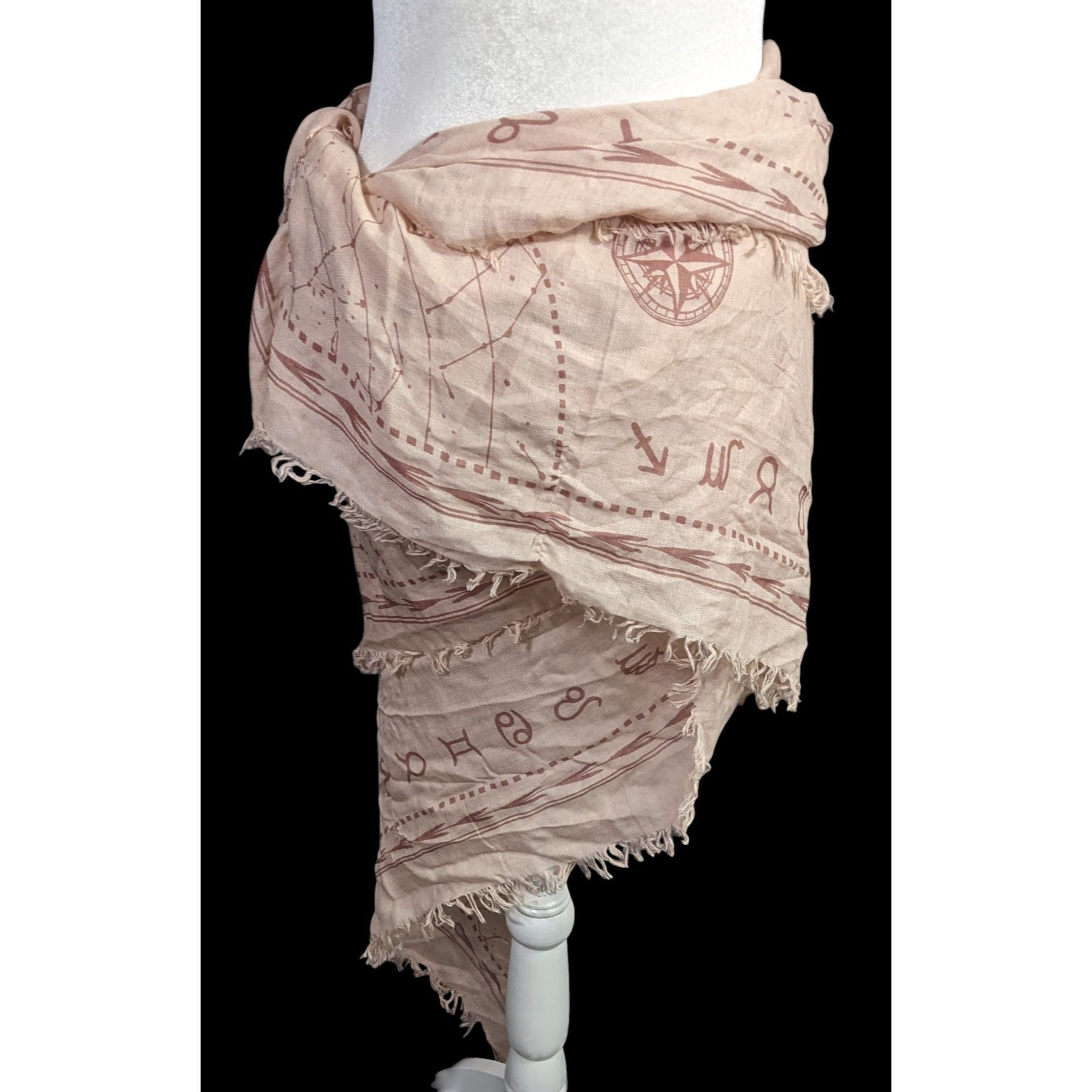 Bcbgmaxazria BCBGMaxAzria Bare Pink Constellation Print Scarf Wrap Size ONE SIZE - 6 Thumbnail