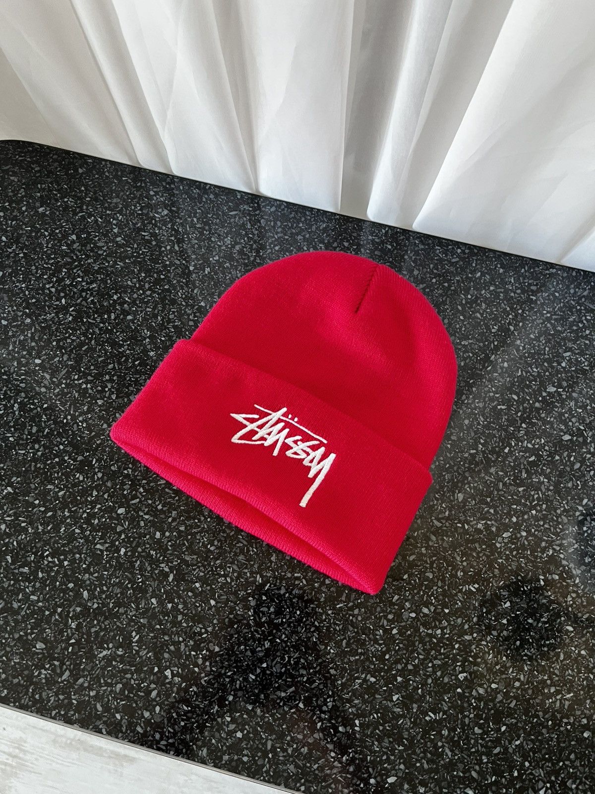 Stussy STUSSY STOCK CUFF BLACK BEANIE HAT OS PINK Y2K Rare Size ONE SIZE - 2 Thumbnail