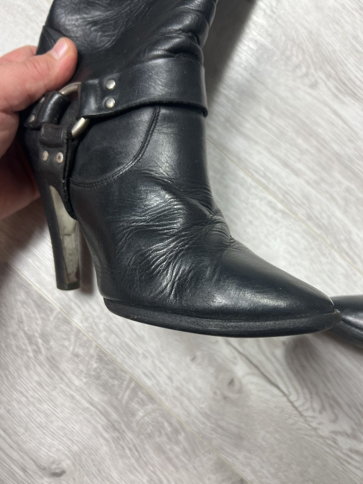 Dolce & Gabbana Dolce Gabbana Black Leather High Heel Boots D&G Y2K Style Size US 7.5 / IT 37.5 - 5 Thumbnail