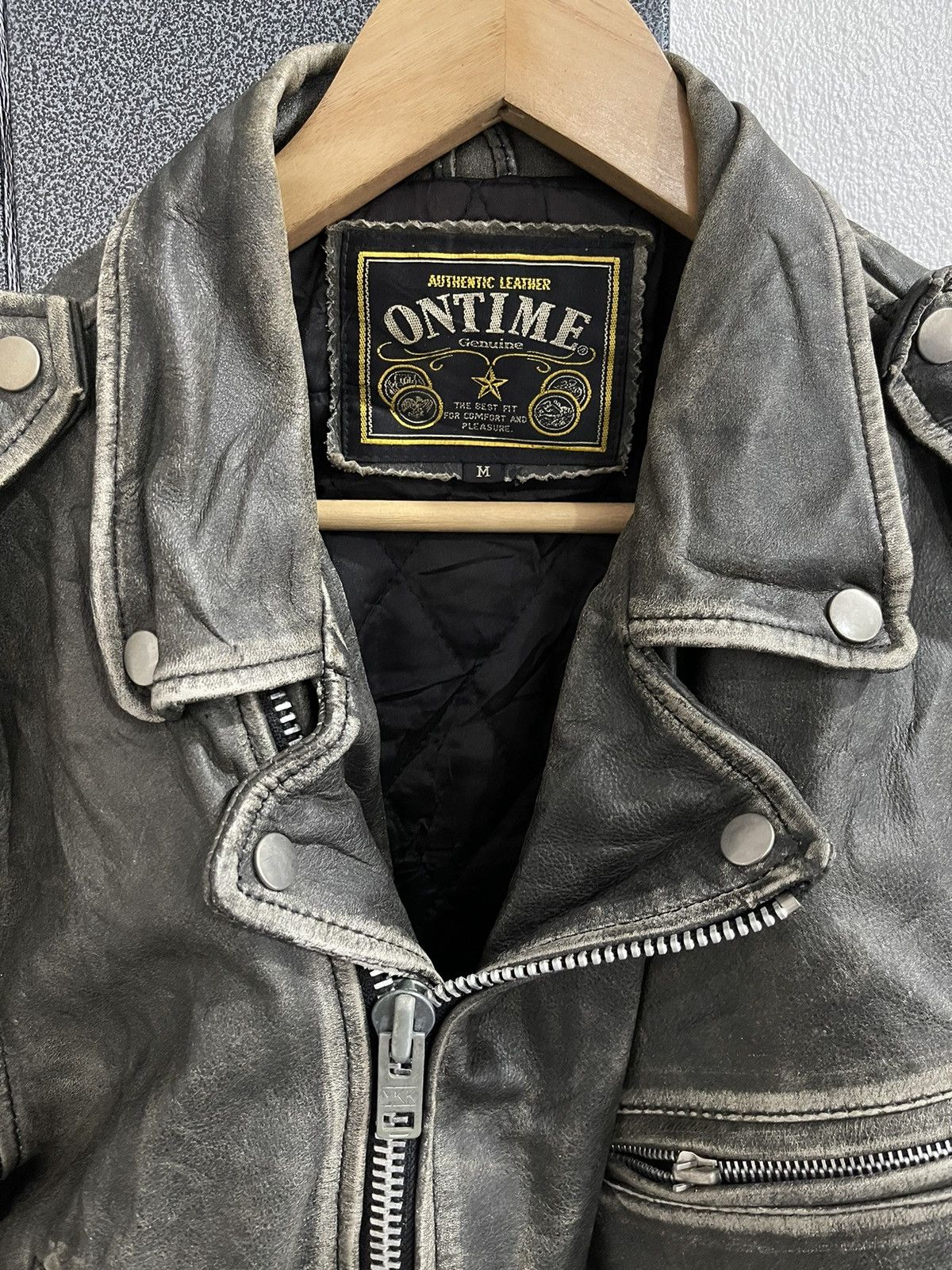 Japanese Brand Vintage On Time Real Leather Jacket Size US M / EU 48-50 / 2 - 4 Thumbnail