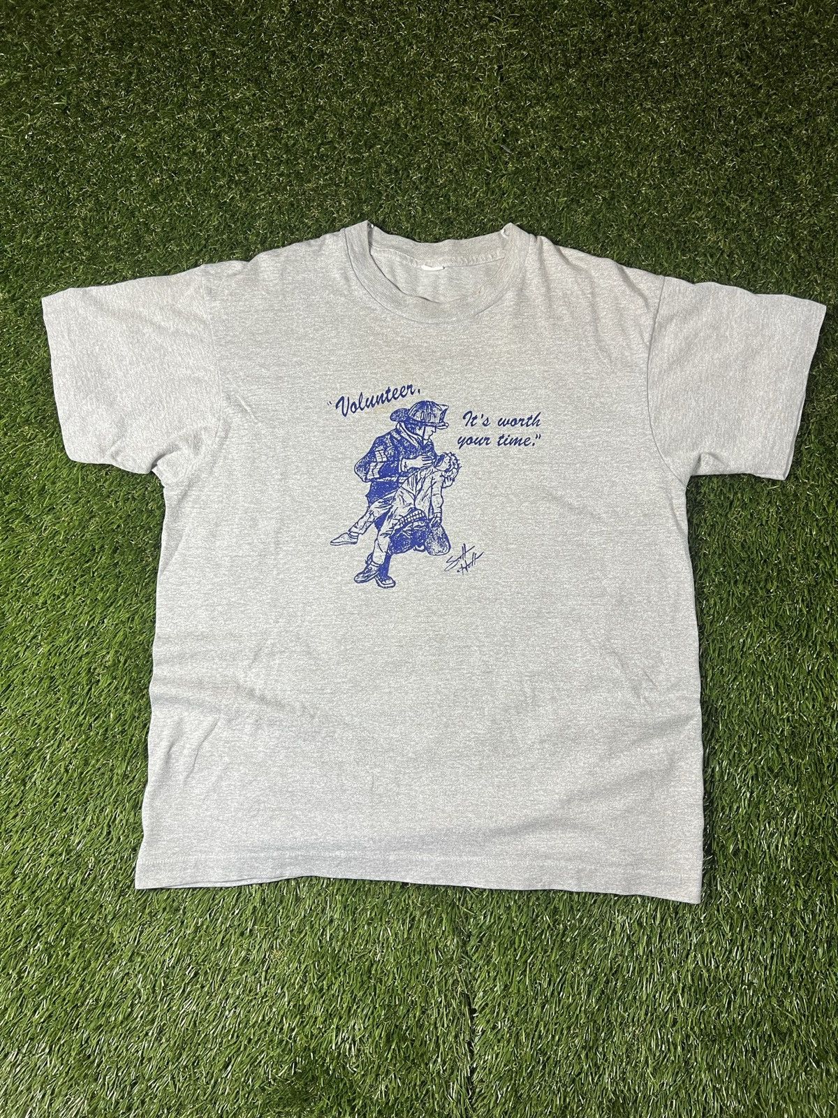 Vintage Vintage 80’s Single Stitch Fire Fighter Volunteer Tee Size US L / EU 52-54 / 3 - 1 Thumbnail