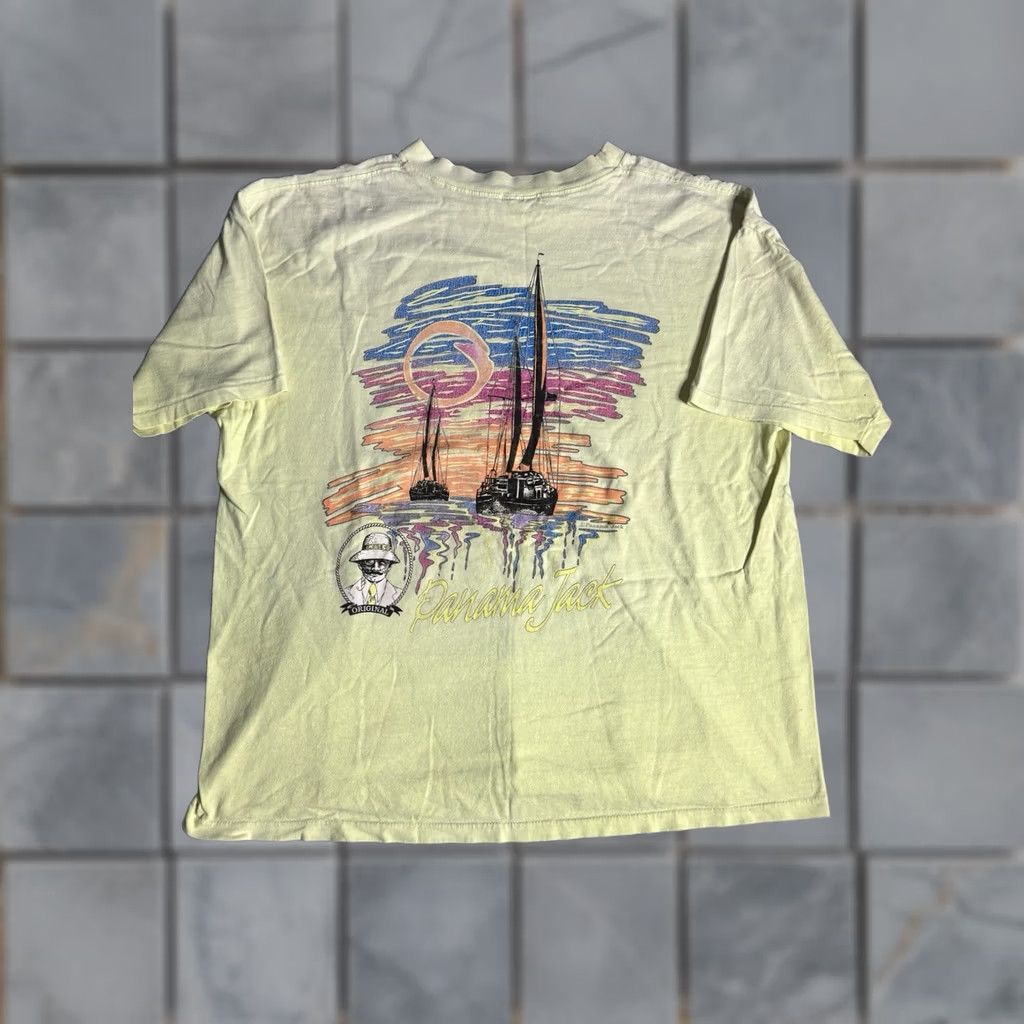 Vintage VINTAGE Panama Jack Shirt Mens XL Yellow Graphic Tee T-Shirt Screen Stars 90s Size US XL / EU 56 / 4 - 1 Thumbnail