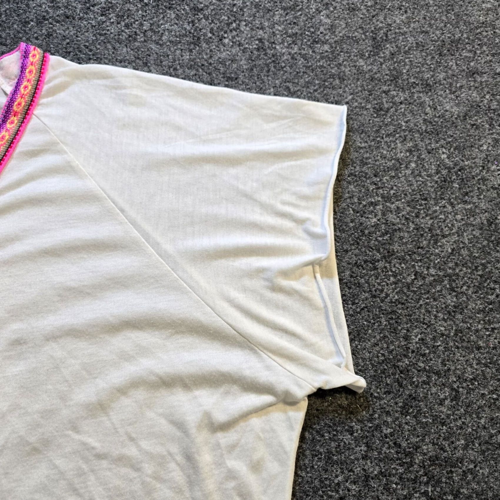 Vintage Pitusa Top Womens XL White Pink Embroidery V Neck Stretch Casual Boho Peru Shirt Ladies Size XL / US 12-14 / IT 48-50 - 5 Thumbnail