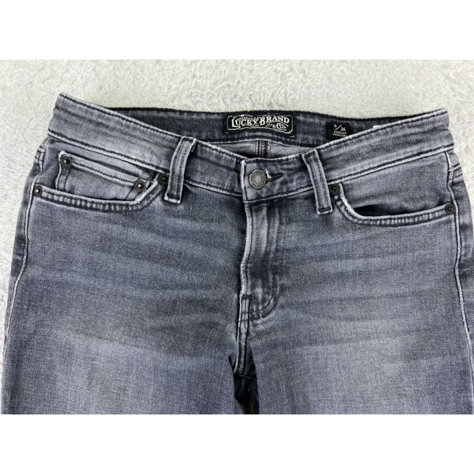 Lucky Brand Lucky Brand Jeans Womens Black Denim Straight Leg 25x30 Regular 5-Pocket Cotton Blend Low Rise Vintage? No Size 26" / US 2 / IT 38 - 4 Thumbnail