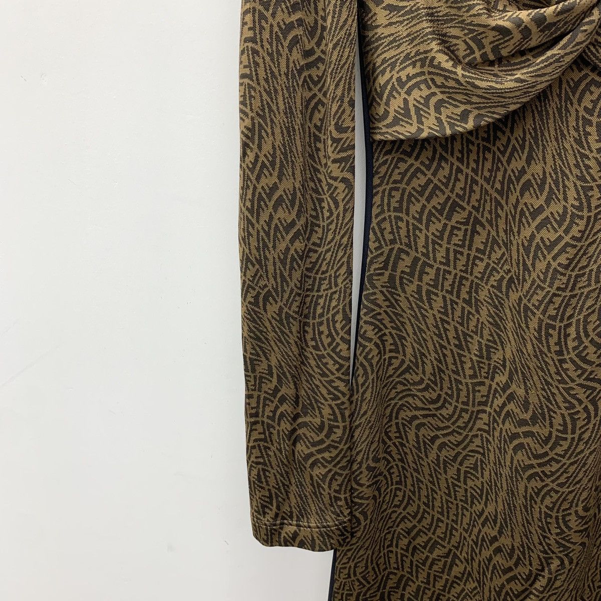 Fendi Fendi Brown All-over Logo Jacquard Long Sleeve Dress K26WX Size S / US 4 / IT 40 - 4 Thumbnail