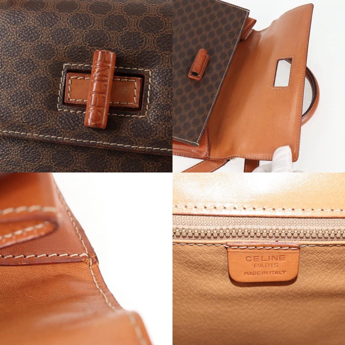 Celine CELINE Macadam Canvas Hand Bag Pvc Leather Brown Gold Size ONE SIZE - 12 Thumbnail
