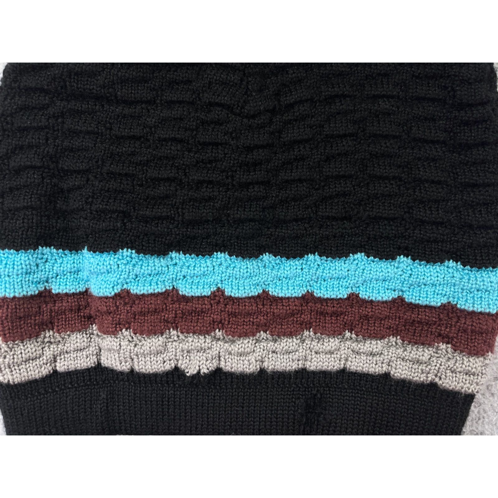 Burton Burton Beanie Adult One Size Black Blue Stripe Knit Wool Blend Ski Pom Toque Size ONE SIZE - 2 Thumbnail