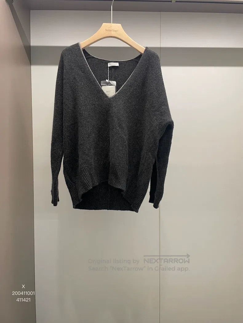 Brunello Cucinelli Brunello Cucinelli Grey Beaded Cashmere Sweater Size M / US 6-8 / IT 42-44 - 1 Thumbnail