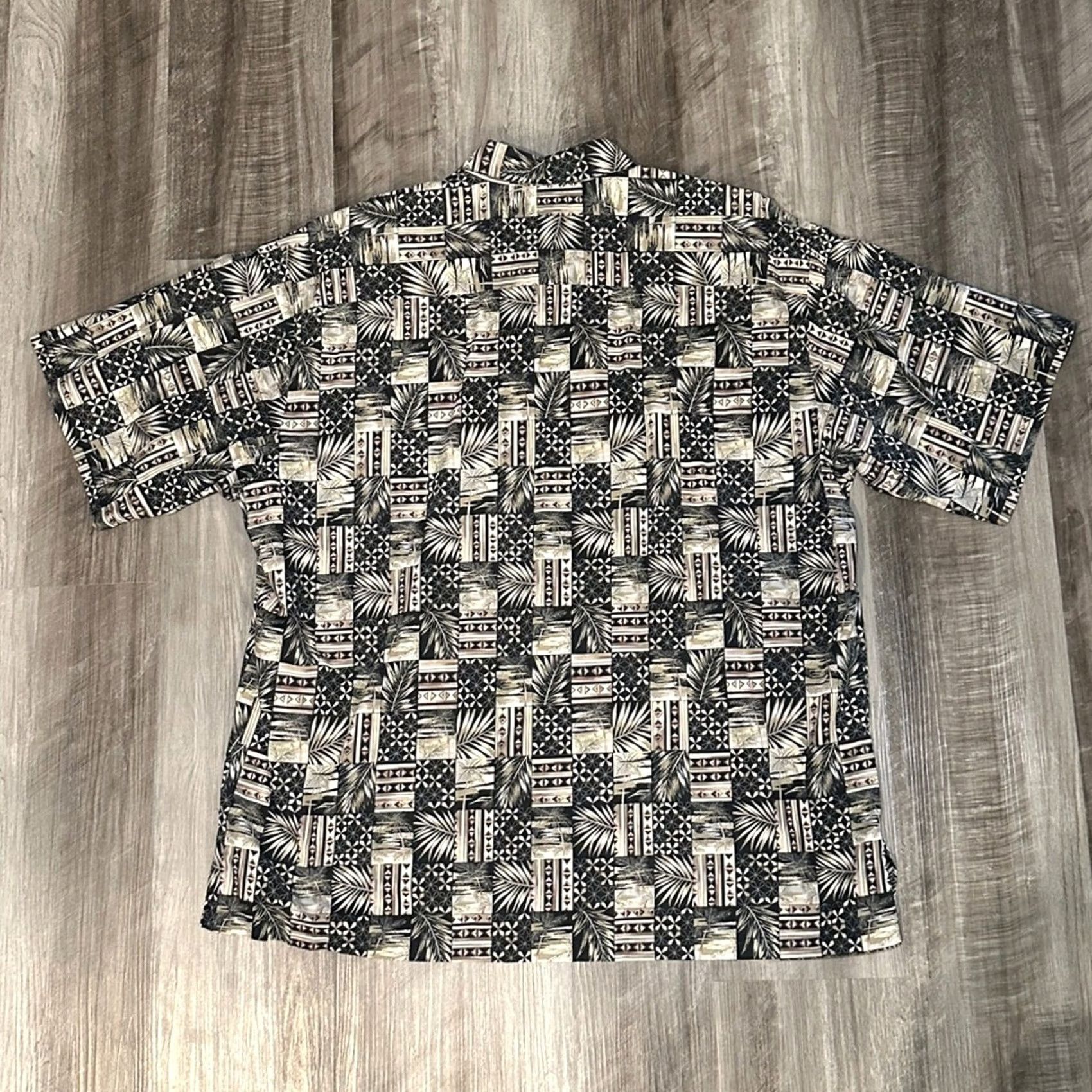 Tori Richard Tori Richard Honolulu Tropical Palms Hawaiian Cotton Lawn Short Sleeve 2XL Men Black Size US 39 - 3 Thumbnail