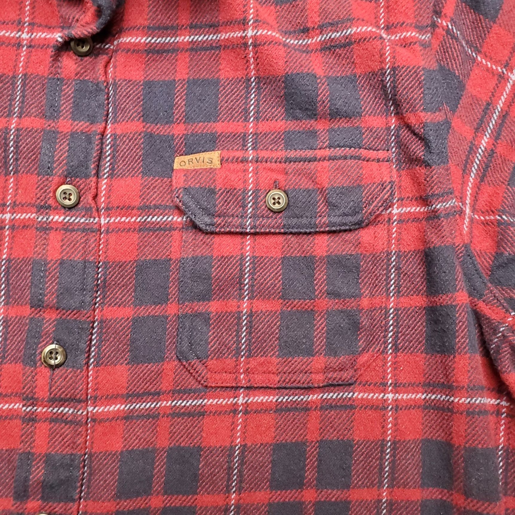 Orvis VINTAGE Orvis Shirt Jacket Mens 2XL Red Plaid 100% Cotton Flannel Button-Up Casual Outdoors Size US XXL / EU 58 / 5 - 6 Thumbnail