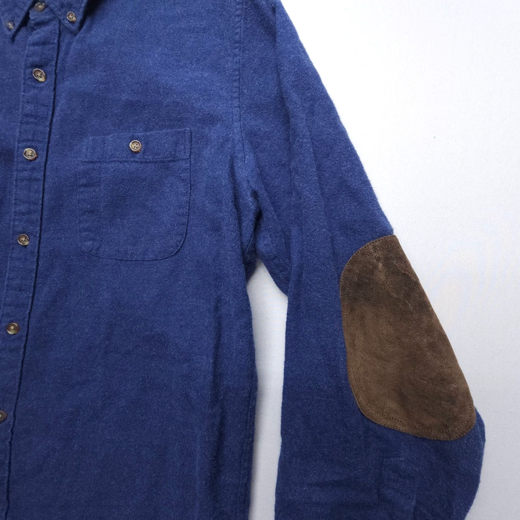 J.Crew VINTAGE J. Crew Cotton Shirting Flannel Mens Large Slim Blue ELbow Patches Button Down Size US L / EU 52-54 / 3 - 4 Thumbnail