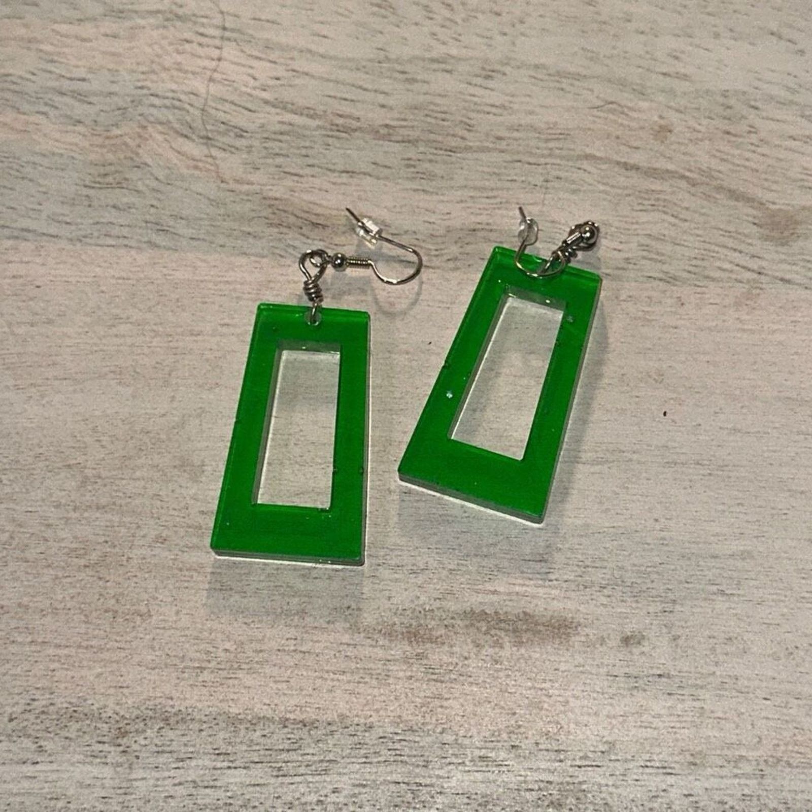 Other Green Acrylic Modern Geometric Drop Earrings | Sz OS Size ONE SIZE - 2 Thumbnail