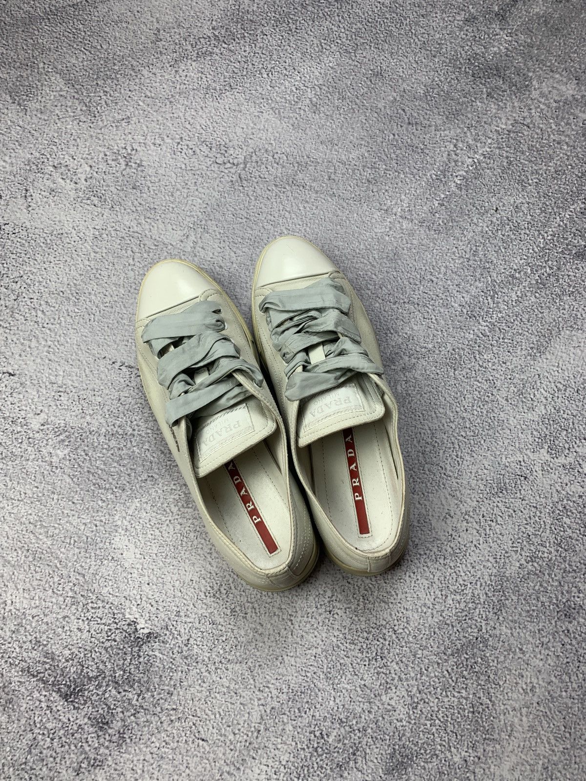 Prada Prada White Leather Sneakers Women Size 37 Size US 6.5 / IT 36.5 - 8 Thumbnail