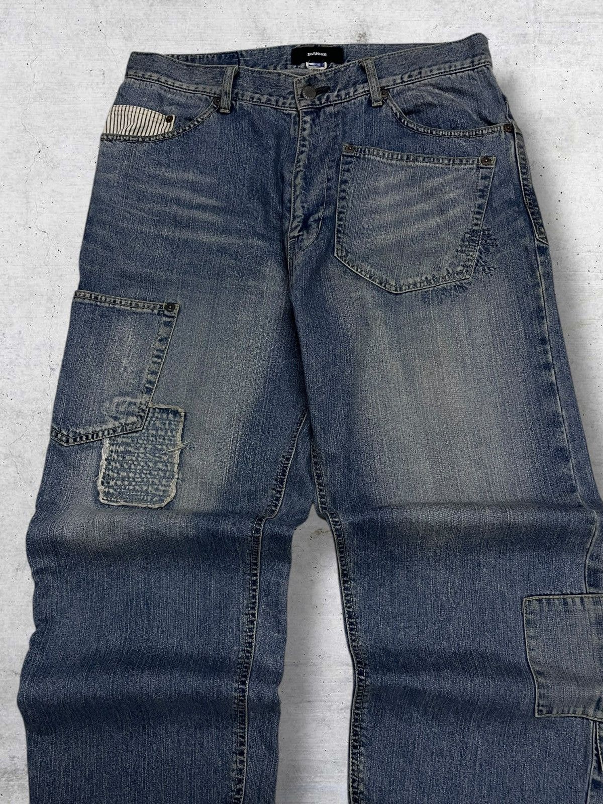 Japanese Brand VINTAGE PATCHWORK POCKET 90S JAPAN SCANNER BAGGY 90S DENIM Size US 33 - 5 Thumbnail