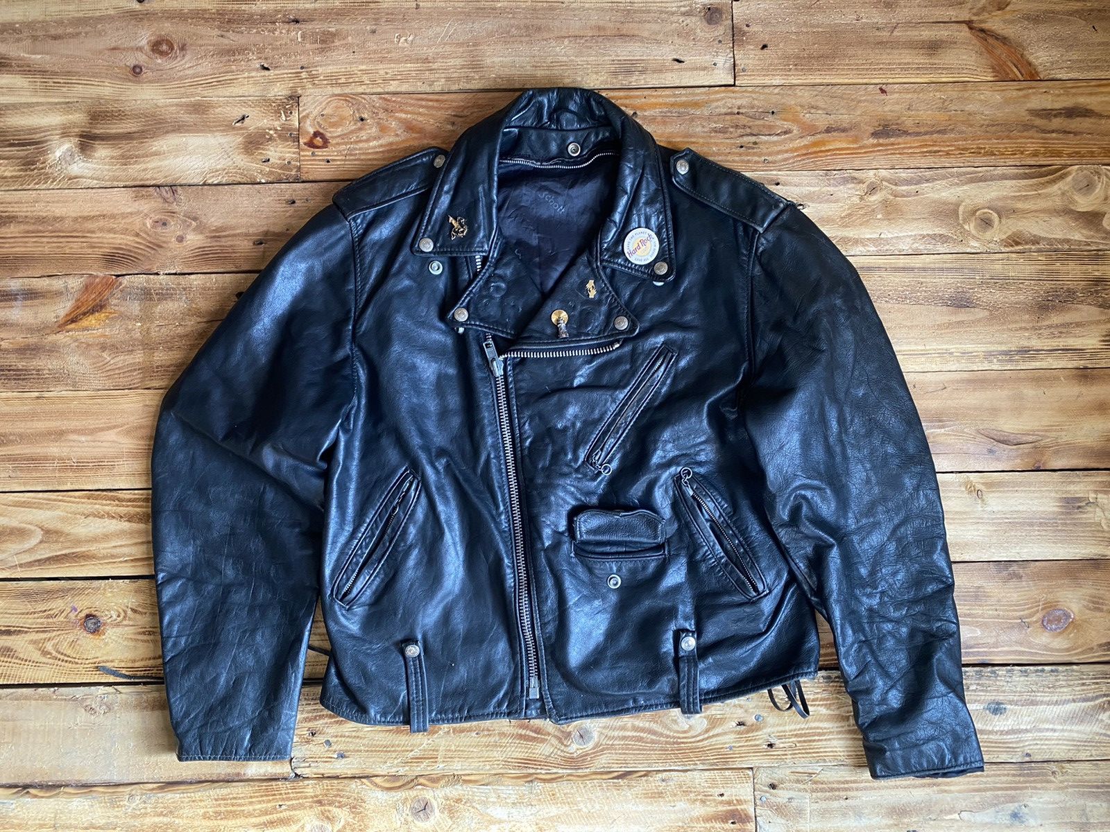 image of Schott Double Rider Biker Jacket,black Size 42, Men's
