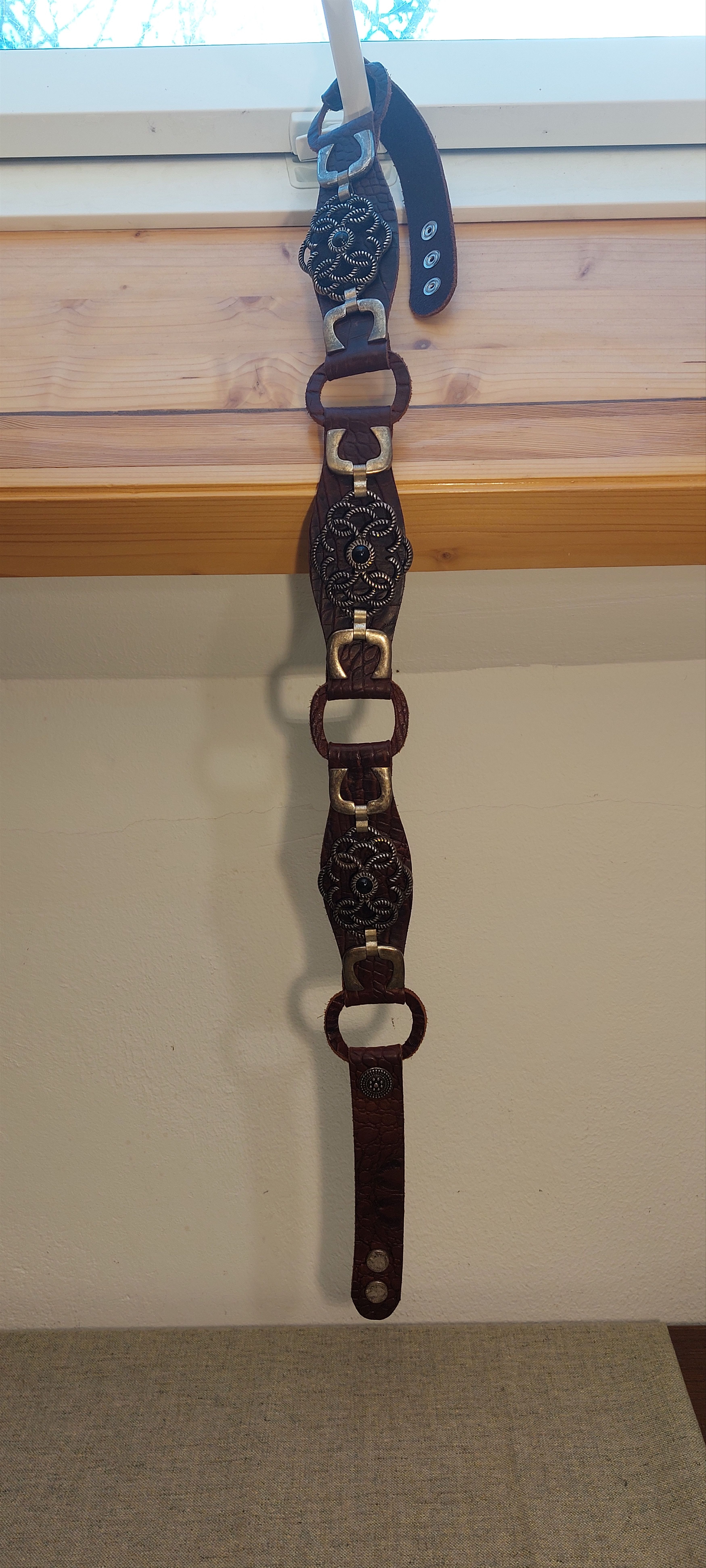 Vintage Vintage Western Leather Belt w/ Metal Rosette Accents Size ONE SIZE - 2 Thumbnail