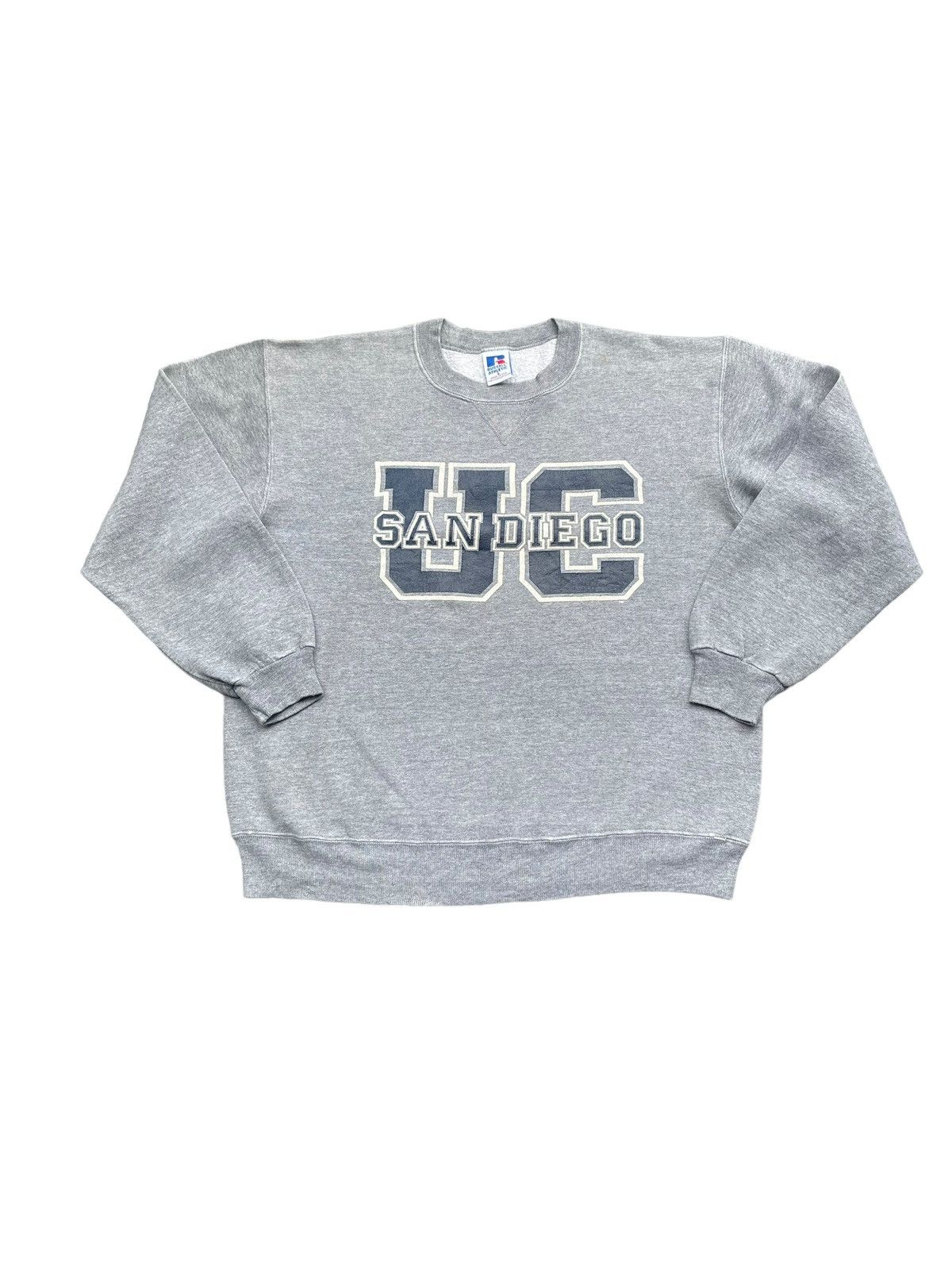 Image of Made In USA x Russell Athletic Vintage 90’S Russell Uc San Diego Crewneck in Grey (Size Large)