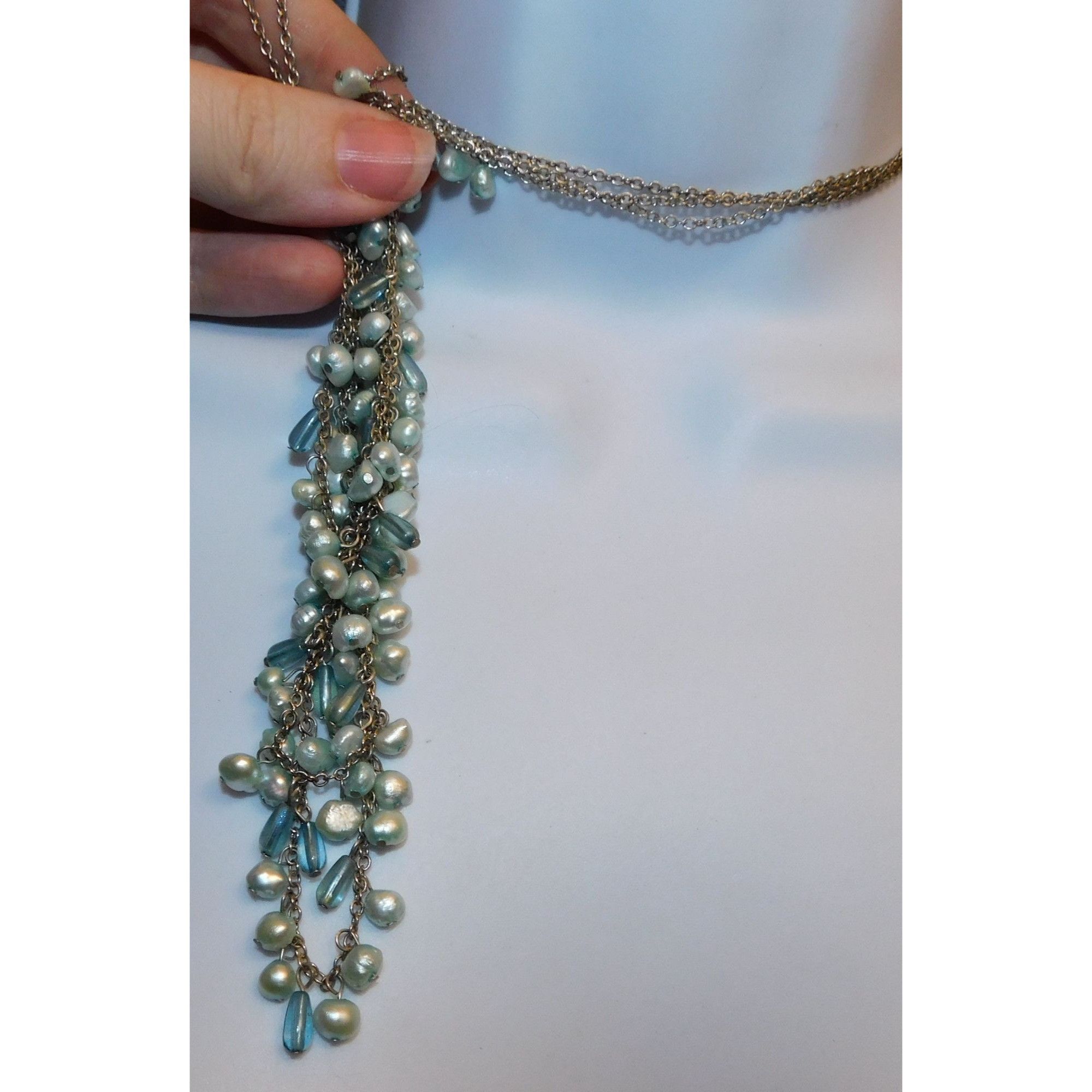 Other Whimsical Light Blue Pearl Beaded Layered Necklace Size ONE SIZE - 3 Thumbnail
