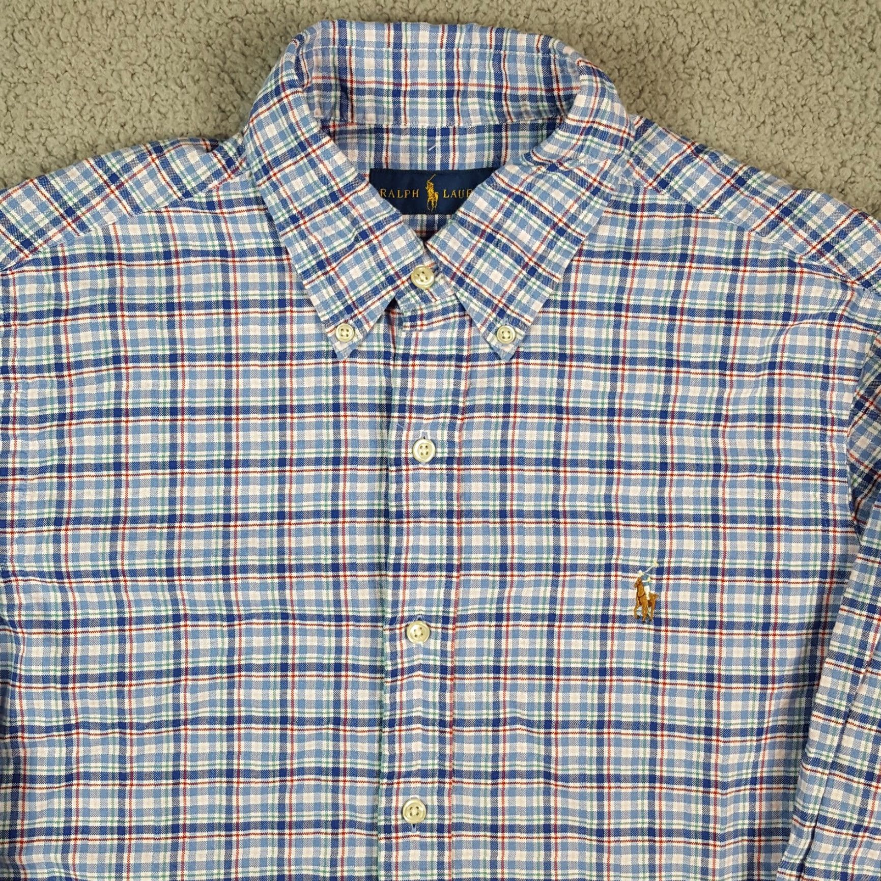 Ralph Lauren VINTAGE Ralph Lauren Plaid Pony Logo Shirt Men's Medium Blue Button-Down - 90s Preppy Golf/Casual Workwear Size US M / EU 48-50 / 2 - 2 Thumbnail