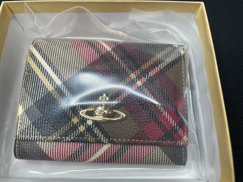 Vivienne Westwood Vivienne Westwood Gray and Pink Diamond Short Wallet-Almos Size ONE SIZE - 1 Thumbnail