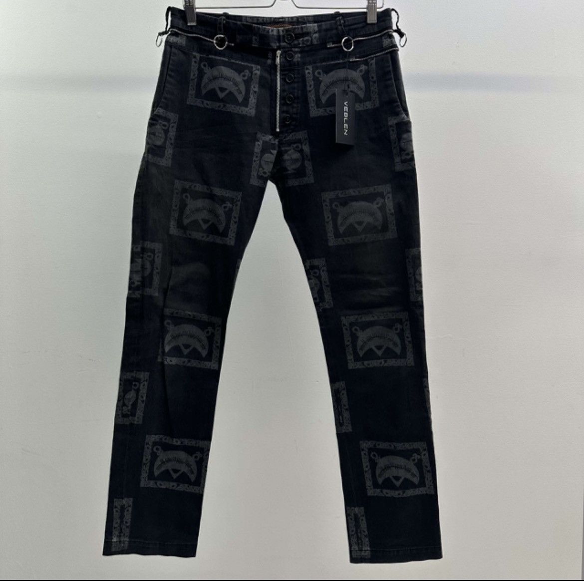 image of Undercover Scab Tribal Print Pants in Black, Men's (Size 31)