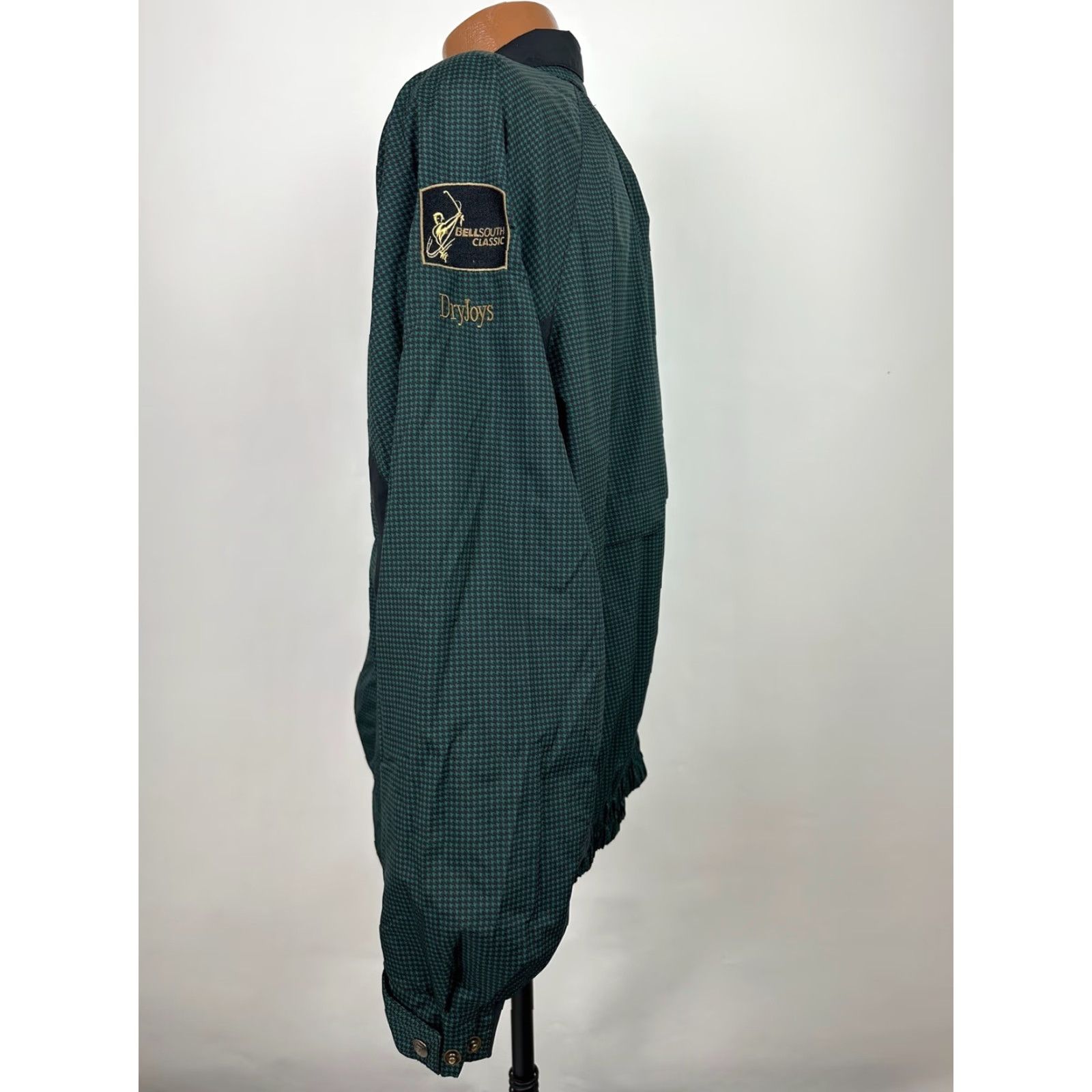 Footjoy VINTAGE FootJoy DryJoys Golf Windbreaker Jacket Men Large Full-Zip Lined Houndstooth Bellsouth Green Size US L / EU 52-54 / 3 - 6 Thumbnail