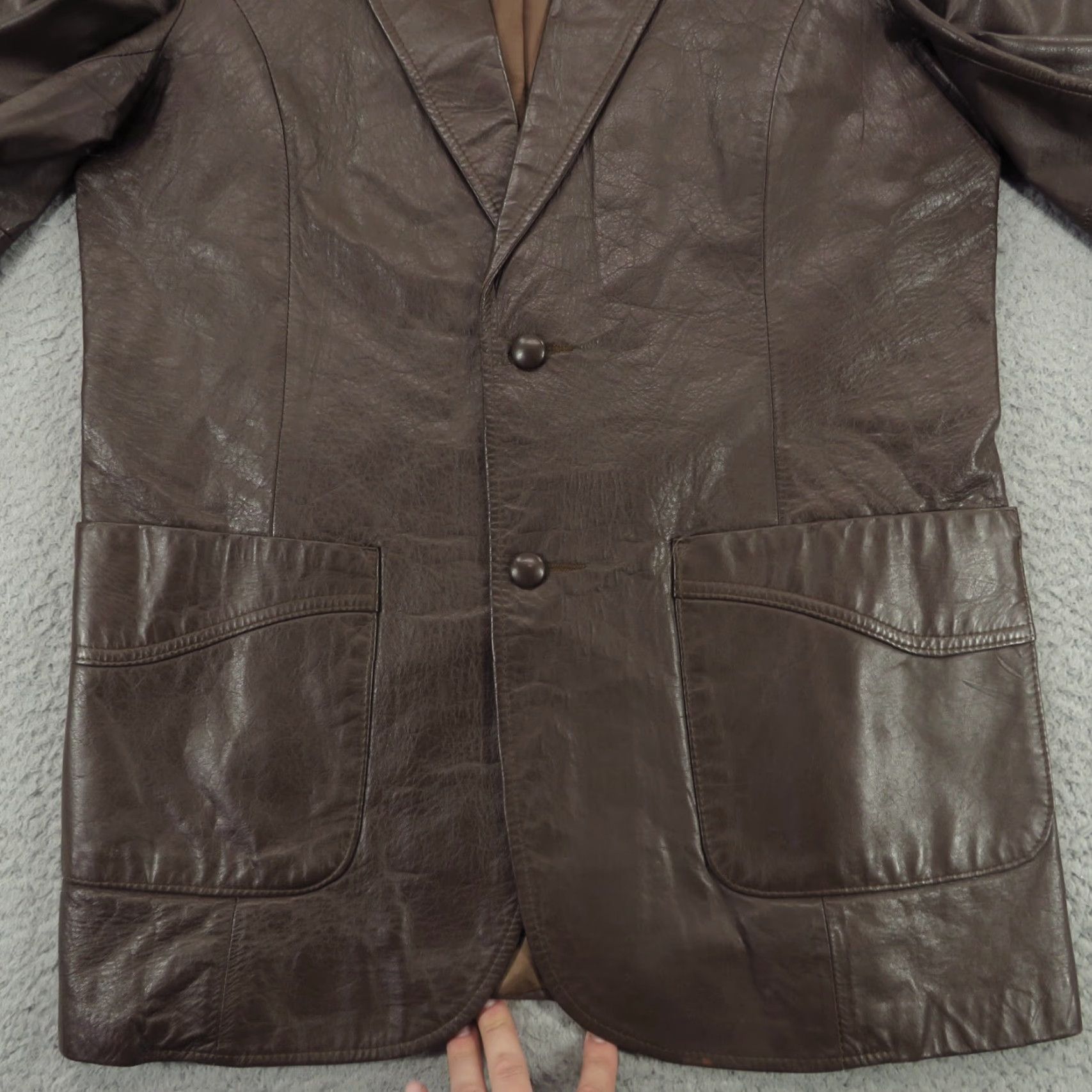 Vintage VINTAGE Pioneer Wear Jacket Mens 44L Brown Leather Western Blazer Vent Coat USA Size 44R - 2 Thumbnail