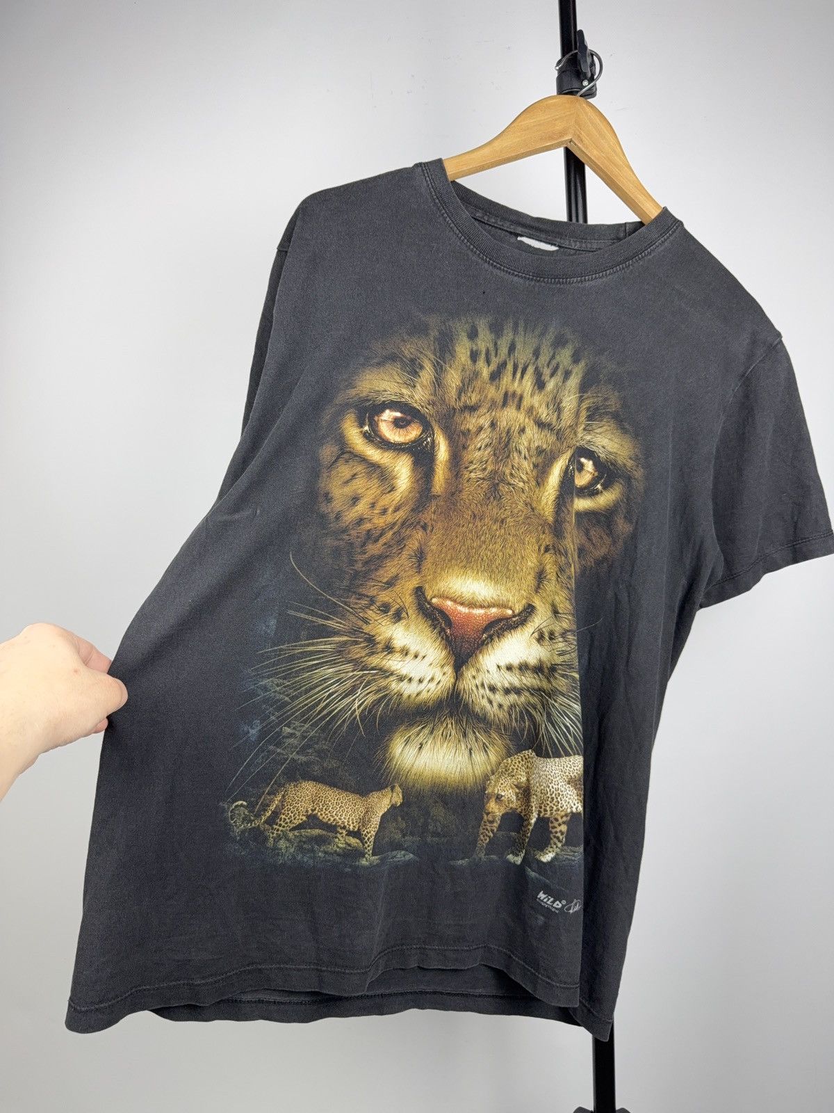 Vintage 00s Y2K Leopard Graphic T Shirt Double Sided Animal Tee Size US L / EU 52-54 / 3 - 6 Thumbnail