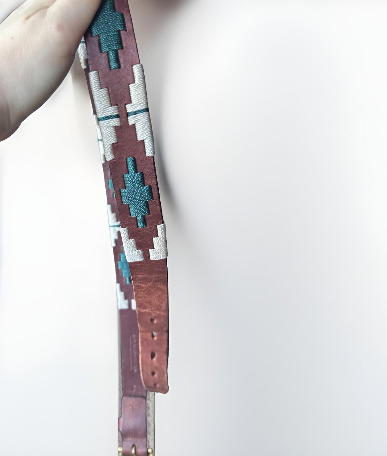 Sid Mashburn Sid Mashburn Embroidered Leather Belt Handmade brown green Size ONE SIZE - 3 Thumbnail