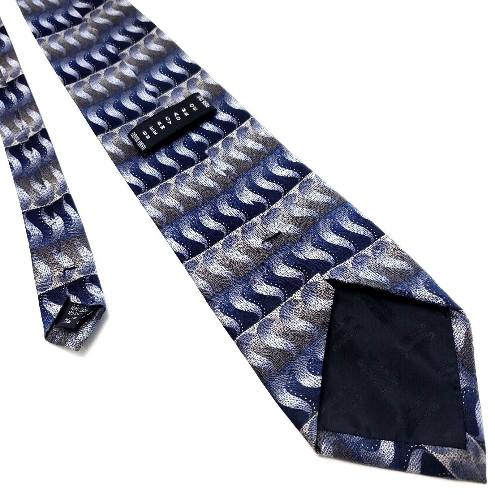 Bergamo New York Bergamo New York Blue Gray Silk Tie Woven Regimental Size ONE SIZE - 3 Thumbnail
