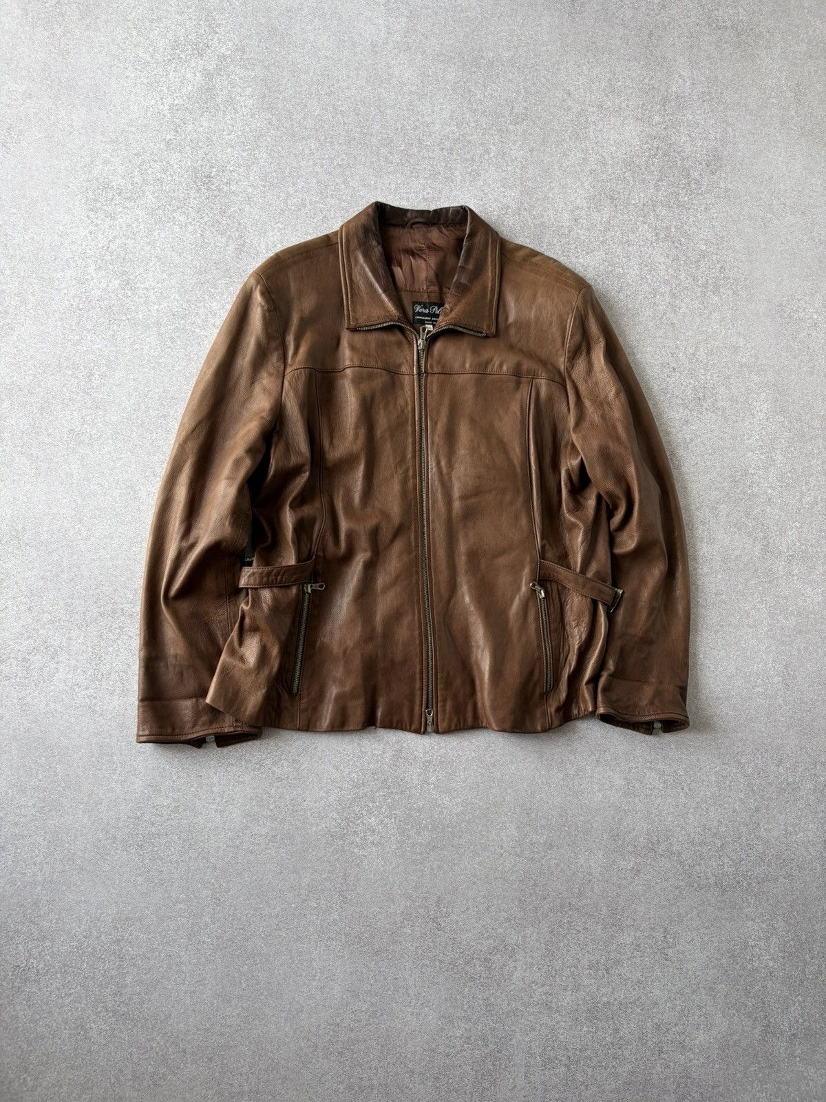 Vera Pelle VTG Vera Pelle Leather Zip Brown Jacket Straps Antique Style Size US XL / EU 56 / 4 - 1 Thumbnail