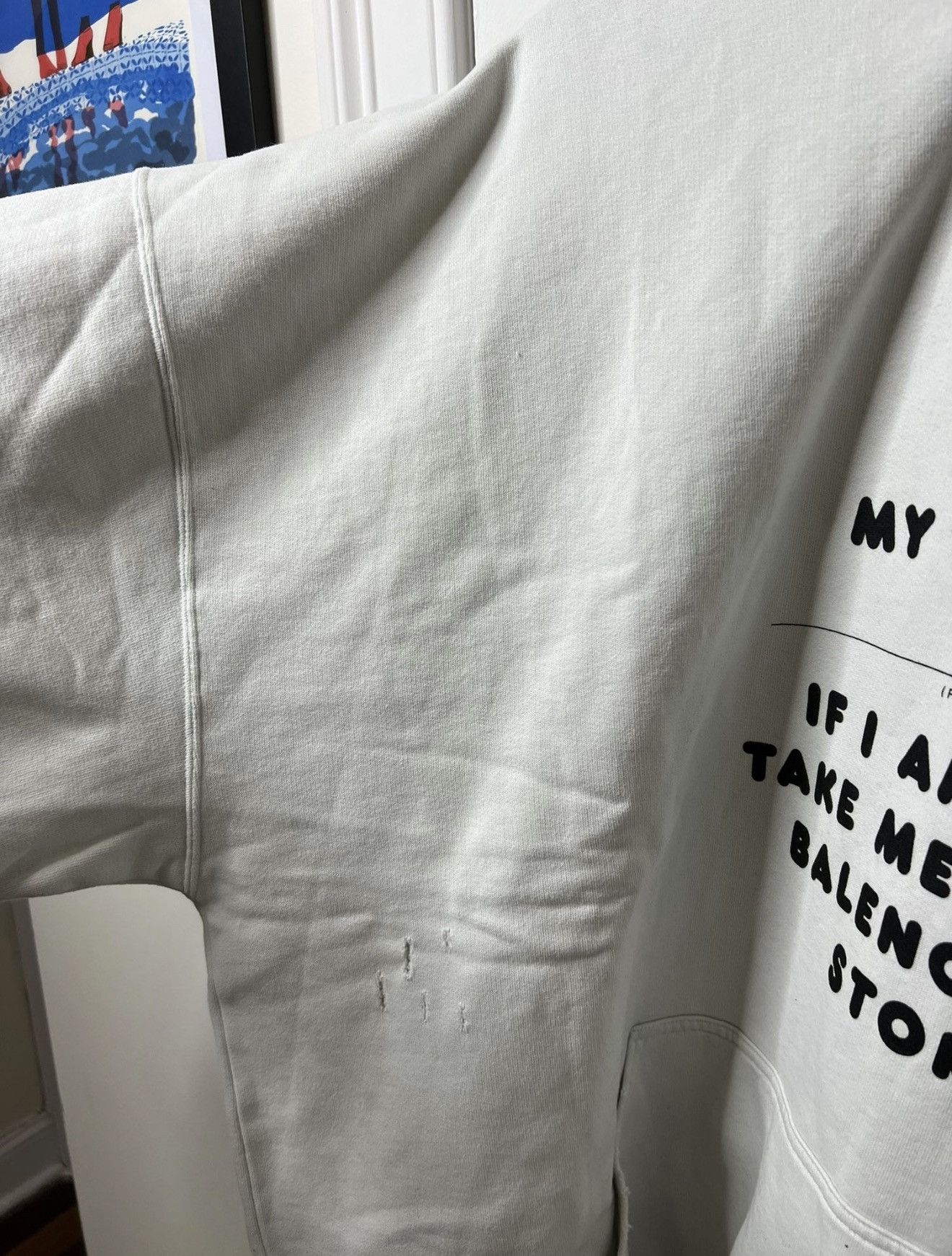 Balenciaga Balenciaga “Hi My Name Is” FW21 Distressed Hoodie Size US S / EU 44-46 / 1 - 3 Thumbnail