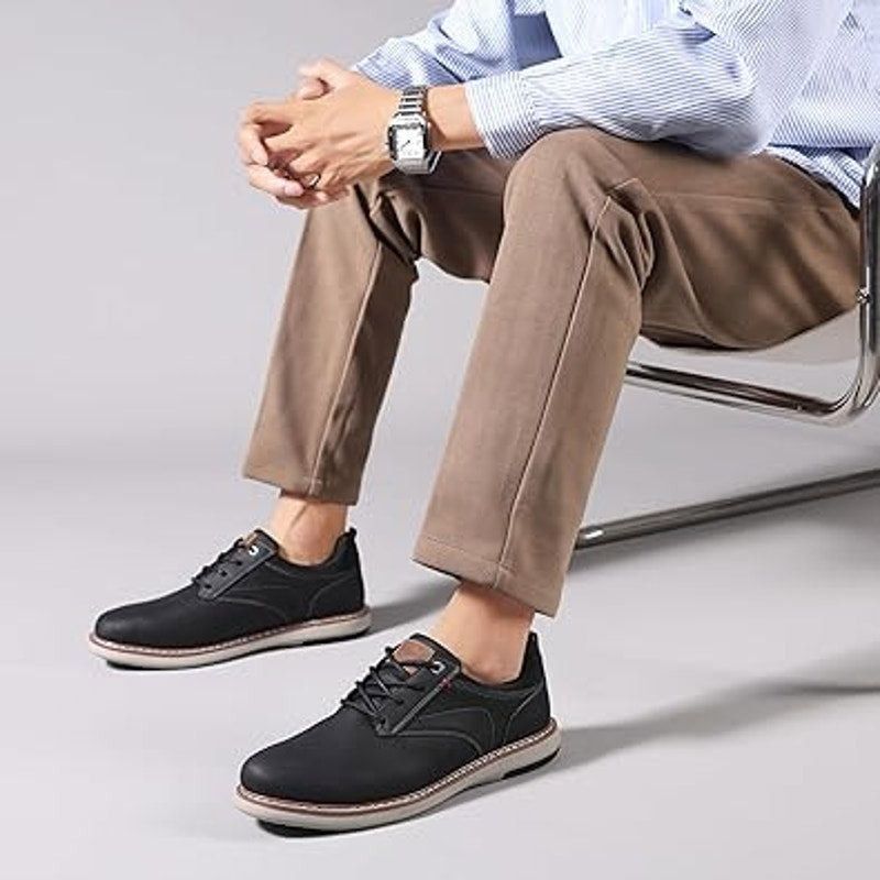 Other Analeaf Mens 10.5 Black Faux Leather Lace-Up Oxford Sneakers Size US 10.5 / EU 43-44 - 5 Thumbnail