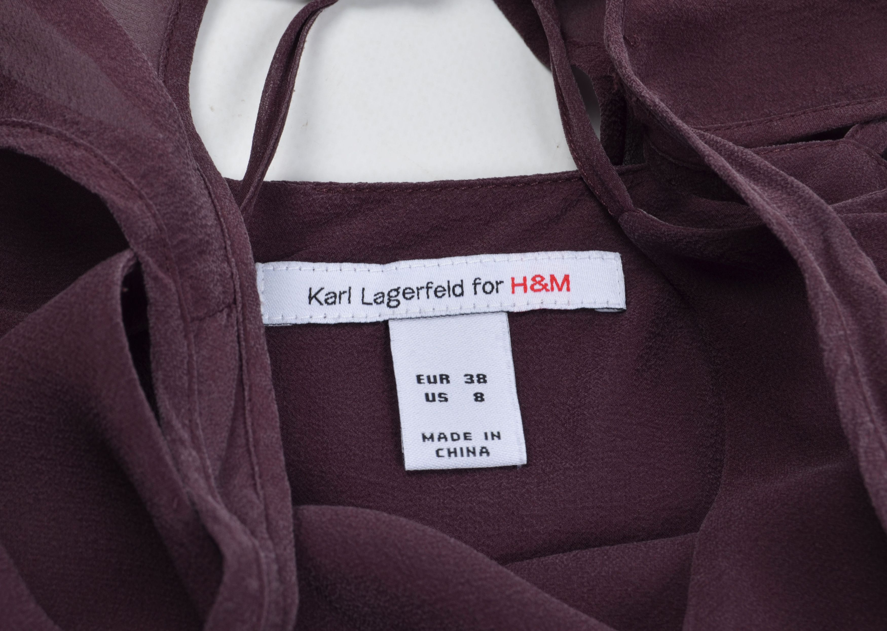 Designer × H&M × Karl Lagerfeld Karl Lagerfeld For H&M Burgundy Silk Flared Mini Dress Size M / US 6-8 / IT 42-44 - 7 Thumbnail